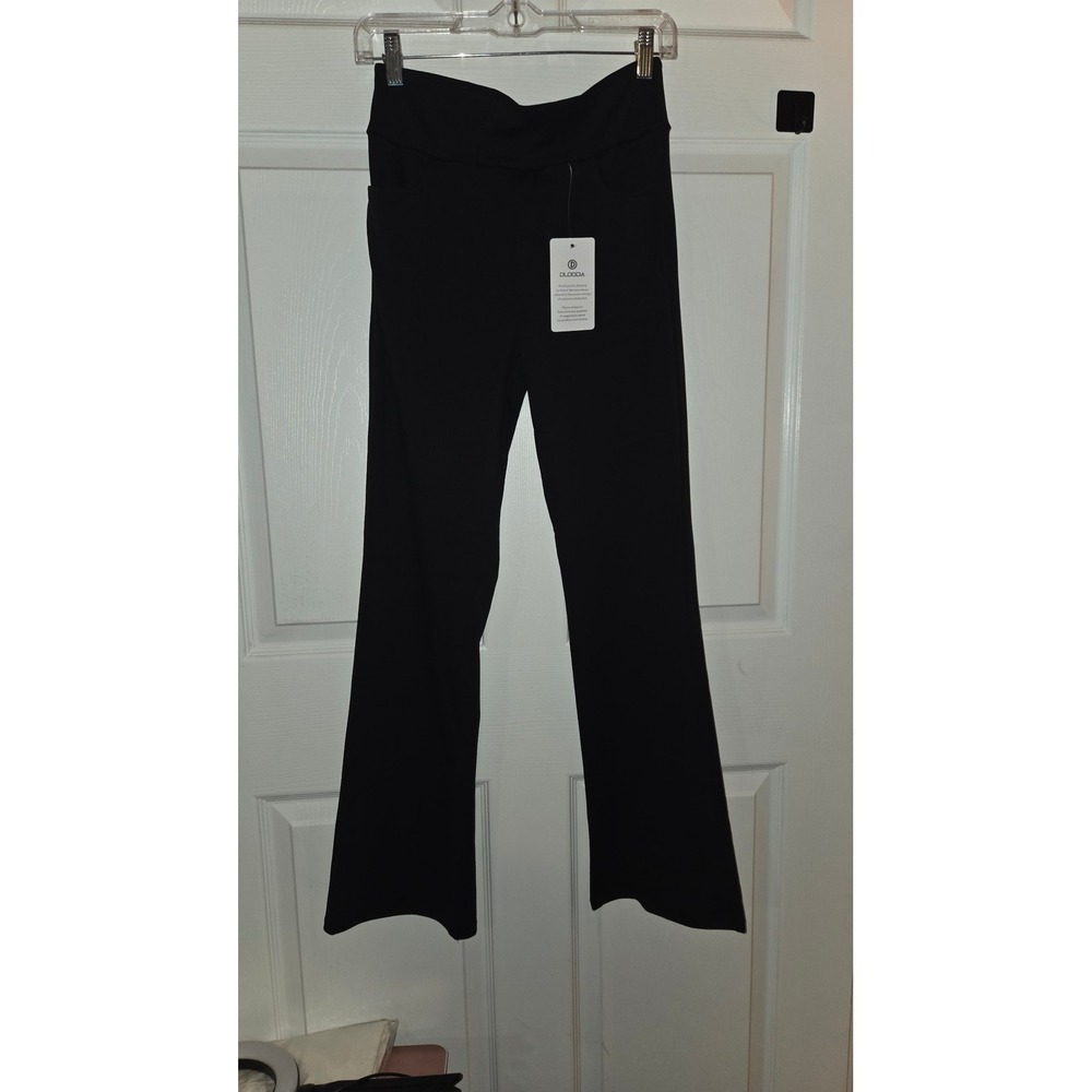 DLOODA Womens Black Bootcut Yoga Dress Pants High Waisted Small‎ NWT